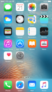 IOS 9 home screen